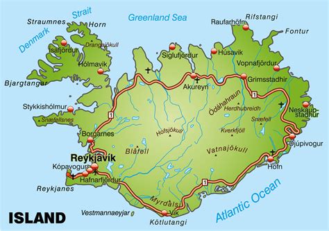 map of iceland with cities.